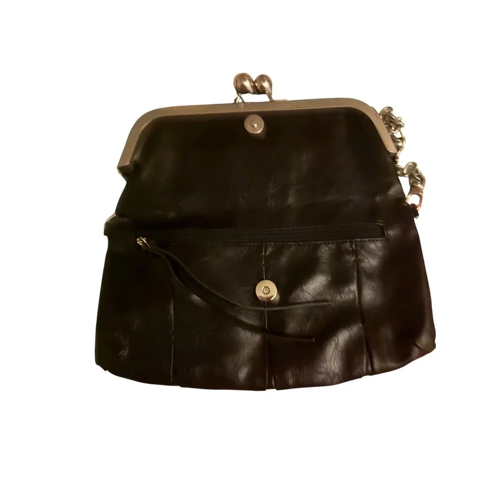 Jessica Simpson Roxanne Kiss Lock‎ Clutch Black Crossbody